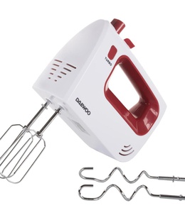 Rokas mikseris Daewoo DHM 122R, 5 ātrumi, Turbo funkcija, jauda 300W, balts/sarkans  Hover