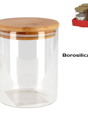 Borsilikāta stikla burka 600 ml, 13 × 10 × 10 cm, KITCHEN&GO 8430540911078  Hover