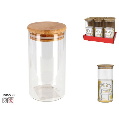 Borosilikāta stikla burka 1300 ml, 22,5 × 10 × 10 cm, KITCHEN&GO 8430540911092