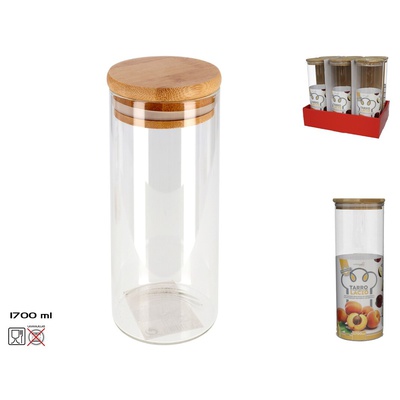 Borosilikāta stikla burka 1700 ml, 28 × 10 × 10 cm, KITCHEN&GO 8430540911108