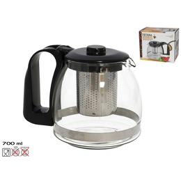 Stikla tējkanna ar filtru 700 ml, zāļu tējai, 11 × 12,5 × 16 cm, KITCHEN&GO 8430540936811
