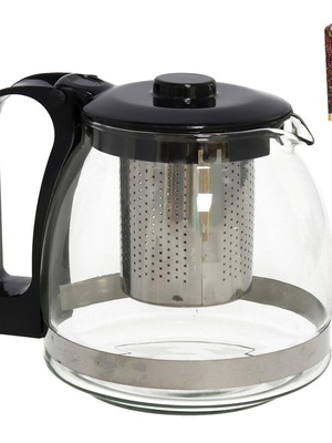 Stikla tējkanna ar filtru 700 ml, zāļu tējai, 11 × 12,5 × 16 cm, KITCHEN&GO 8430540936811  Hover
