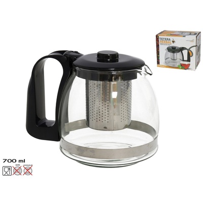 Stikla tējkanna ar filtru 700 ml, zāļu tējai, 11 × 12,5 × 16 cm, KITCHEN&GO 8430540936811