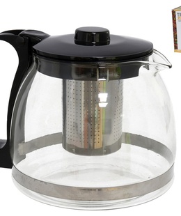 Stikla tējkanna ar filtru 1250 ml, zāļu tējai, 13 × 14 × 19 cm, KITCHEN&GO 8430540936828  Hover