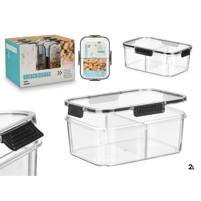 Hermētiska pusdienu kaste ar nodalījumiem, 2 L, 9×24×16.5 cm, 10465, Leknes