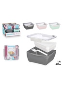 Pusdienu kaste ar nodalījumu, 3 krāsas, 450 ml + 1.4 L, 8.8×19.2×18.7 cm, 10479, Leknes