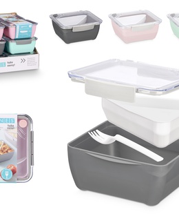 Pusdienu kaste ar nodalījumu, 3 krāsas, 450 ml + 1.4 L, 8.8×19.2×18.7 cm, 10479, Leknes  Hover