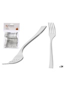 Komplekts 24 plastmasas sudraba deserta dakšiņas, 16×10×1.5 cm, 10671, Kinvara