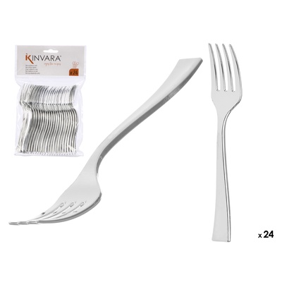 Komplekts 24 plastmasas sudraba deserta dakšiņas, 16×10×1.5 cm, 10671, Kinvara