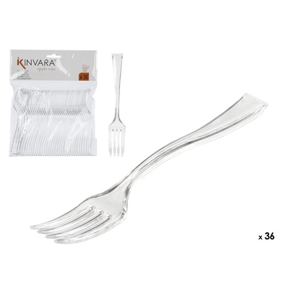 Komplekts 36 caurspīdīgas plastmasas deserta dakšiņas, 16×12.8×1.5 cm, 10673, Kinvara