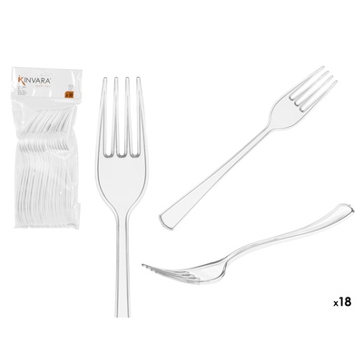 Komplekts 18 caurspīdīgas plastmasas dakšiņas, 25×10.4×2.7 cm, 10676, Kinvara