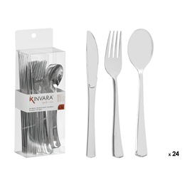 Komplekts 24 plastmasas sudraba galda piederumi, 24×8.2×5 cm, 10683, Kinvara