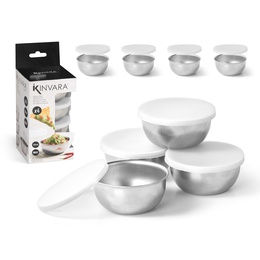 Bļodu komplekts ar vākiem, 3 gab., 130 ml, 21.5×9×9 cm, 11523, Kinvara