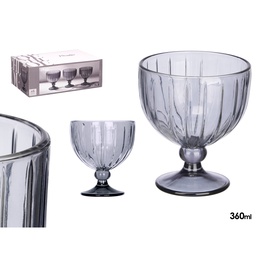 Saldējuma trauks 350 ml, dūmakaini svītrains, 12×10.5×10.5 cm, 12398, Kinvara