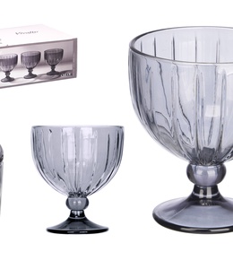 Saldējuma trauks 350 ml, dūmakaini svītrains, 12×10.5×10.5 cm, 12398, Kinvara  Hover