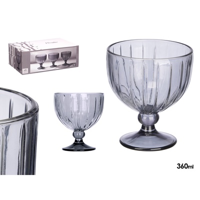 Saldējuma trauks 350 ml, dūmakaini svītrains, 12×10.5×10.5 cm, 12398, Kinvara
