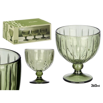 Saldējuma trauks 350 ml, zaļi svītrains, 12×10.5×10.5 cm, 12413, Kinvara