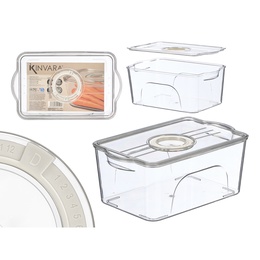 Vidējs ledusskapja organizators ar vāku, balts, 10.8×26.3×16 cm, 12509, Kinvara