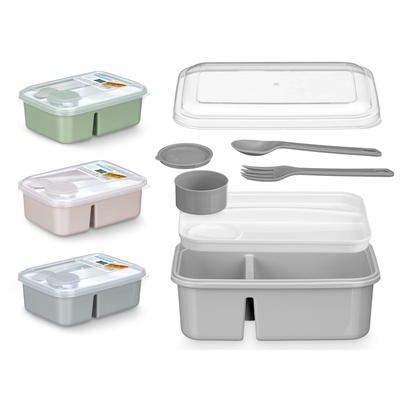 Pusdienu kaste ar galda piederumu nodalītāju, 8×20×14.5 cm, 67007, Leknes