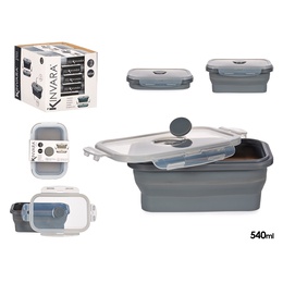 Taisnstūra silikona pusdienu kaste, 540 ml, antracīta, 2.8×16.5×10.7 cm, 81609, Kinvara