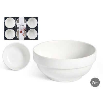 Komplekts 6 baltas porcelāna bļodas 9 cm, 86525, Vessia