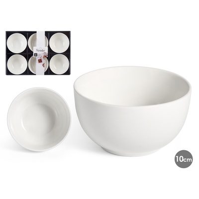 Komplekts 6 baltas porcelāna bļodas 10 cm, 86527, Vessia