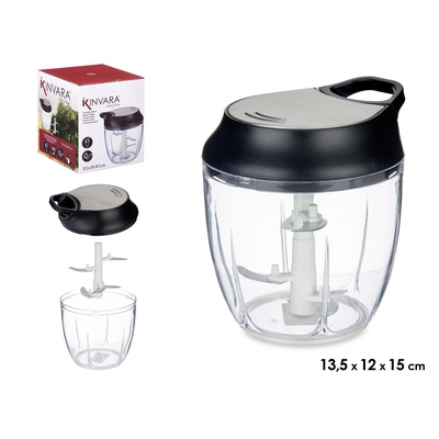 Manuālais smalcinātājs, tērauda vāks, 5 asmeņi, 15×13.5×12 cm, 86985, Kinvara