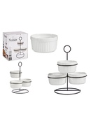 Komplekts 3 bļodas 250 ml ar statīvu, baltas, 90422, Vessia