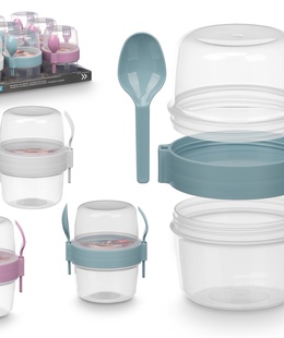 Plastmasas trauks ar galda piederumiem, 800 ml, 3 krāsas, 13.8×12.5×10.2 cm, 94909, Leknes  Hover