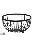 Melna metāla augļu bļoda 25x25x13 cm, KITCHEN&GO 8445393201818