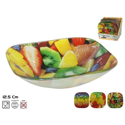Kvadrātveida stikla bļoda, 3 dizaini, 3 x 12,5 x 12,5 cm, KITCHEN&GO 8445393278810