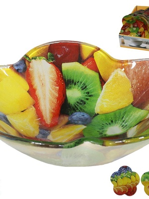 Stikla bļoda, 3 dizaini, 3 x 11,5 x 11,5 cm, KITCHEN&GO 8445393278889  Hover