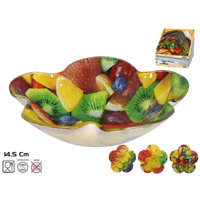 Stikla bļoda, 3 dizaini, 4 x 15 x 15 cm, KITCHEN&GO 8445393278933