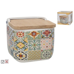 Sāls trauks ar bambusa vāku, 12 x 12,5 x 11 cm, KITCHEN&GO 8445393397115