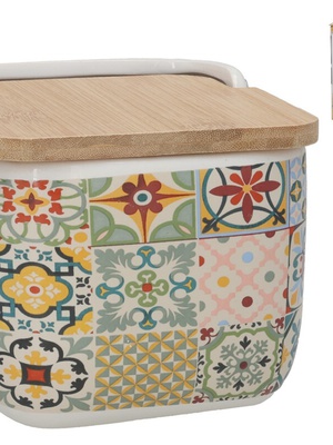 Sāls trauks ar bambusa vāku, 12 x 12,5 x 11 cm, KITCHEN&GO 8445393397115  Hover
