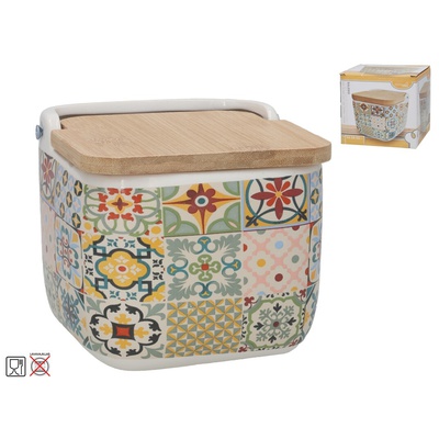 Sāls trauks ar bambusa vāku, 12 x 12,5 x 11 cm, KITCHEN&GO 8445393397115