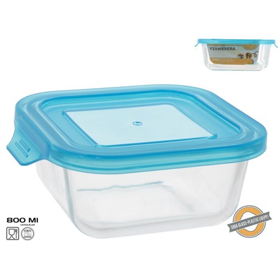 Kvadrātveida stikla pusdienu kārba 800 ml, 6 x 17,5 x 15,5 cm, KITCHEN&GO 8445393406008