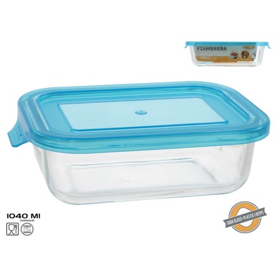 Taisnstūra stikla pusdienu kārba 1040 ml, 6 x 22 x 15,5 cm, KITCHEN&GO 8445393406039