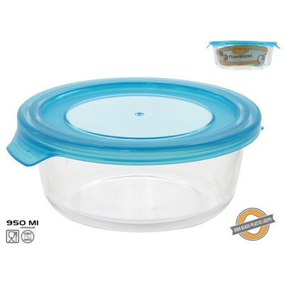 Apaļa stikla pusdienu kārba 950 ml, 7 x 19,2 x 17,6 cm, KITCHEN&GO 8445393406060