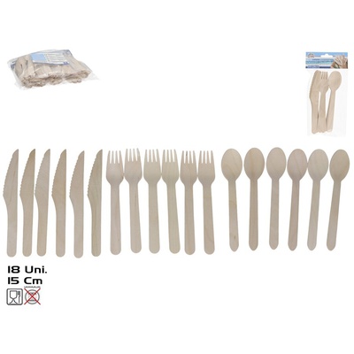 Galda piederumi (18 gab.), koks, 16 x 3,2 cm, SUMMER ENJOY 8445393410432