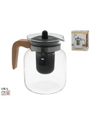 Stikla tējkanna ar koka rokturi, 1,5 l, 17,5 x 17 x 12 cm, KITCHEN&GO 8445393418353