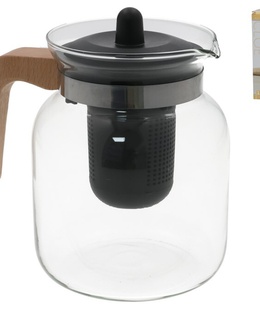 Stikla tējkanna ar koka rokturi, 1,5 l, 17,5 x 17 x 12 cm, KITCHEN&GO 8445393418353  Hover