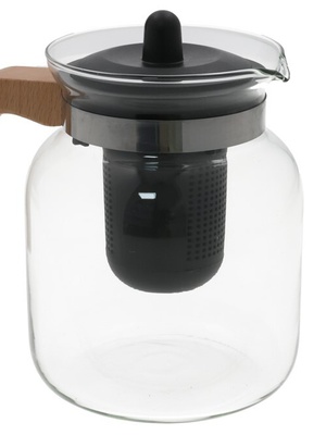 Stikla tējkanna ar koka rokturi, 1,5 l, 17,5 x 17 x 12 cm, KITCHEN&GO 8445393418353  Hover