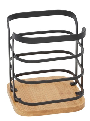 Galda piederumu turētājs, 12,5 x 12,5 x 14 cm, melns, KITCHEN&GO 8445393419022  Hover