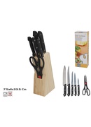 7 nažu komplekts ar šķērēm un koka statīvu (19 cm), 33,5 x 11 x 7,5 cm, KITCHEN&GO 8445393419053