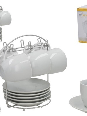6 tasīšu un apakštasīšu komplekts ar statīvu, 20,5 x 19 x 15 cm, KITCHEN&GO 8445393433233  Hover