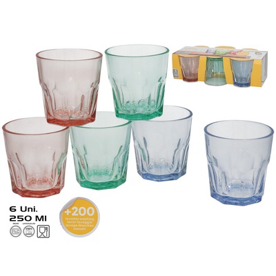 Glāzes (6 gab.) 250 ml, 8,5 x 8,3 x 8,3 cm, KITCHEN&GO 8445393436326
