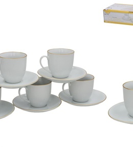 6 tasīšu/apakštasīšu komplekts ar zelta maliņu, 8 x 13,5 x 13,5 cm, KITCHEN&GO 8445393535241  Hover