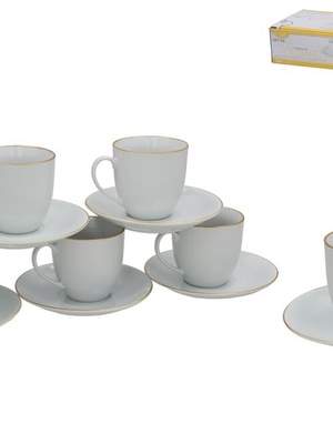 6 tasīšu/apakštasīšu komplekts ar zelta maliņu, 8 x 13,5 x 13,5 cm, KITCHEN&GO 8445393535241  Hover