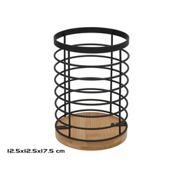 Galda piederumu statīvs, 12,5 x 12,5 x 17,5 cm, melns, DECORLIFE 8445393539157